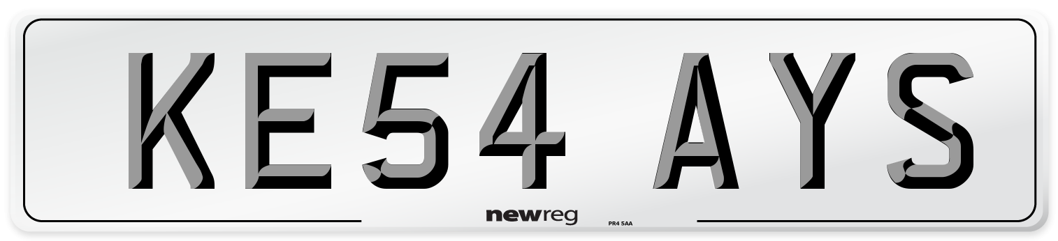 KE54 AYS Number Plate from New Reg